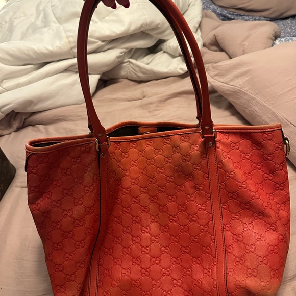 Gucci Orange Embossed Tote Bag - Picture 1 of 5